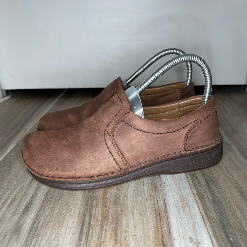 Birkenstock Nashville Slip On Loafers Flat Shoes Brown Nubuck Leather Womens 5